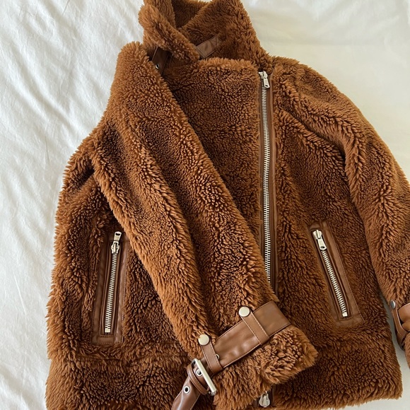 Avec Les Filles Brown Teddy Moto Jacket - Picture 9 of 10